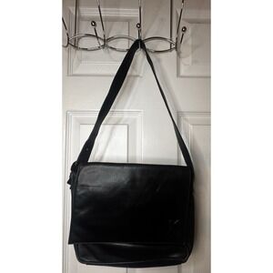 Vintage Paloma Picasso Black Leather Bag Y2K Minimalist Designer Shoulder Purse